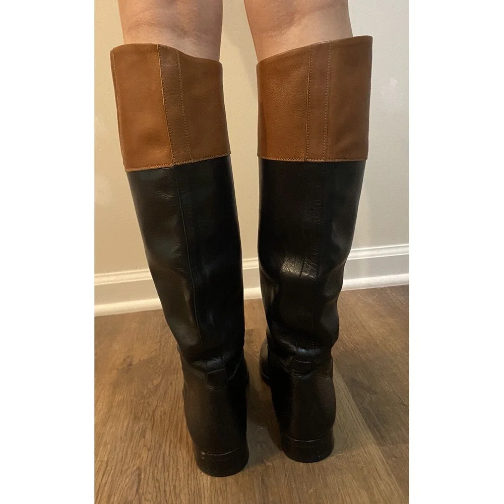 Gravati Black & Brown Knee‎ High Riding Boots Equestrian 8 Italy